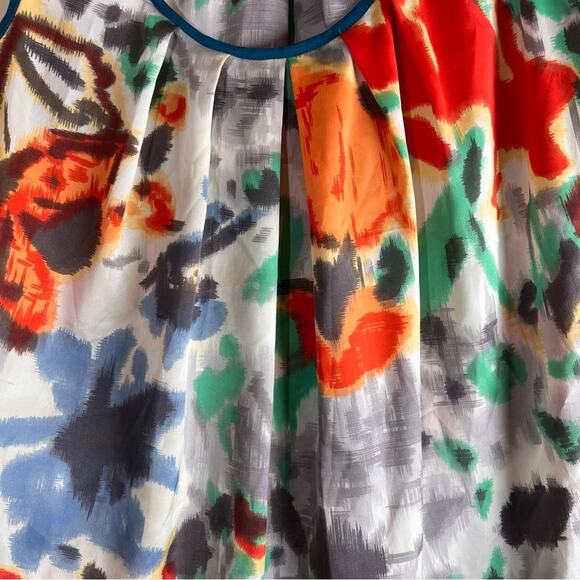 Anthropologie Fei Liquid Bouquet Floral Tank Top Sz Small Red Blue Watercolor - Picture 6 of 8